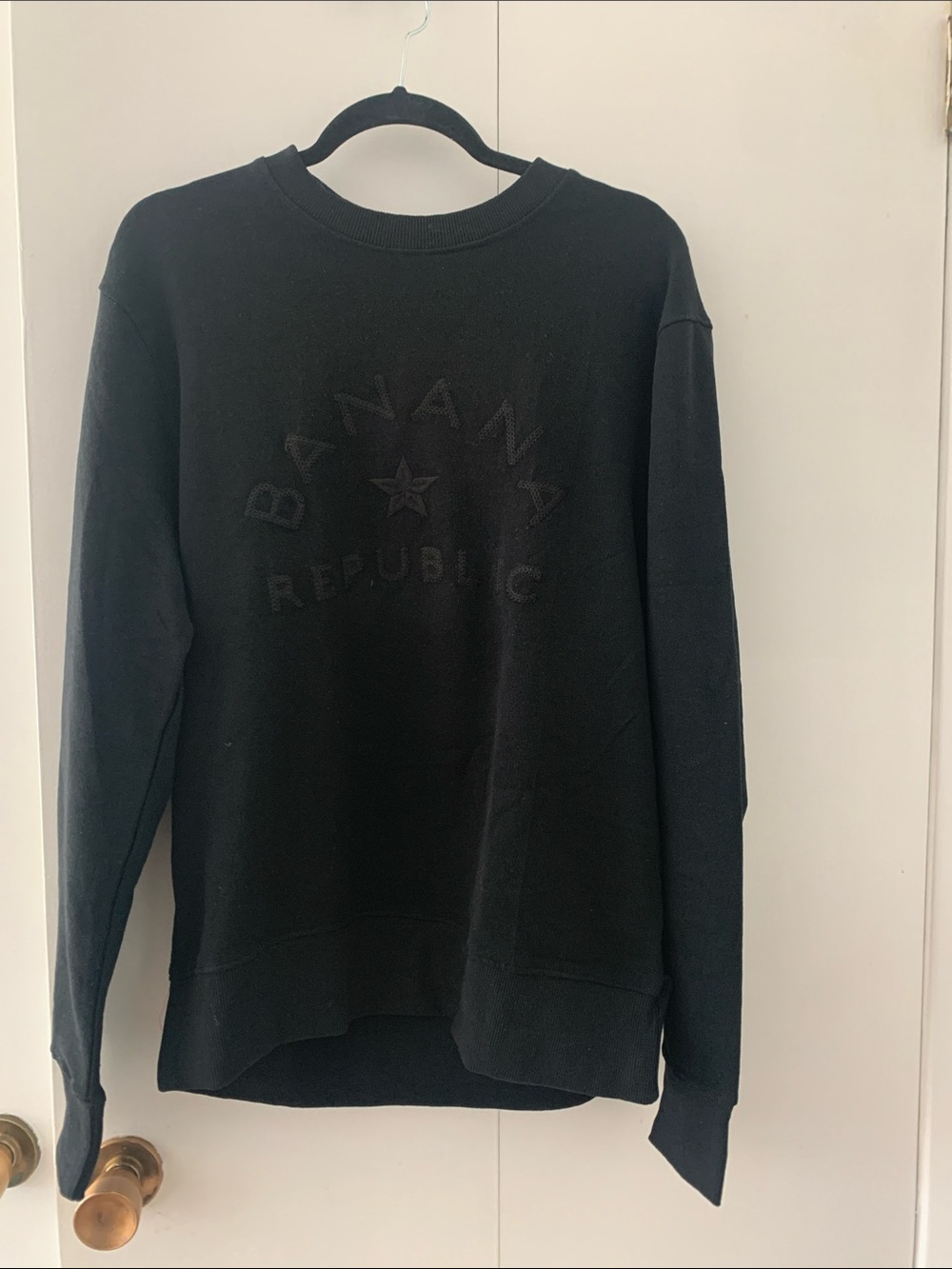Banana Republic Men's Black Embossed Logo Crewneck Sweater